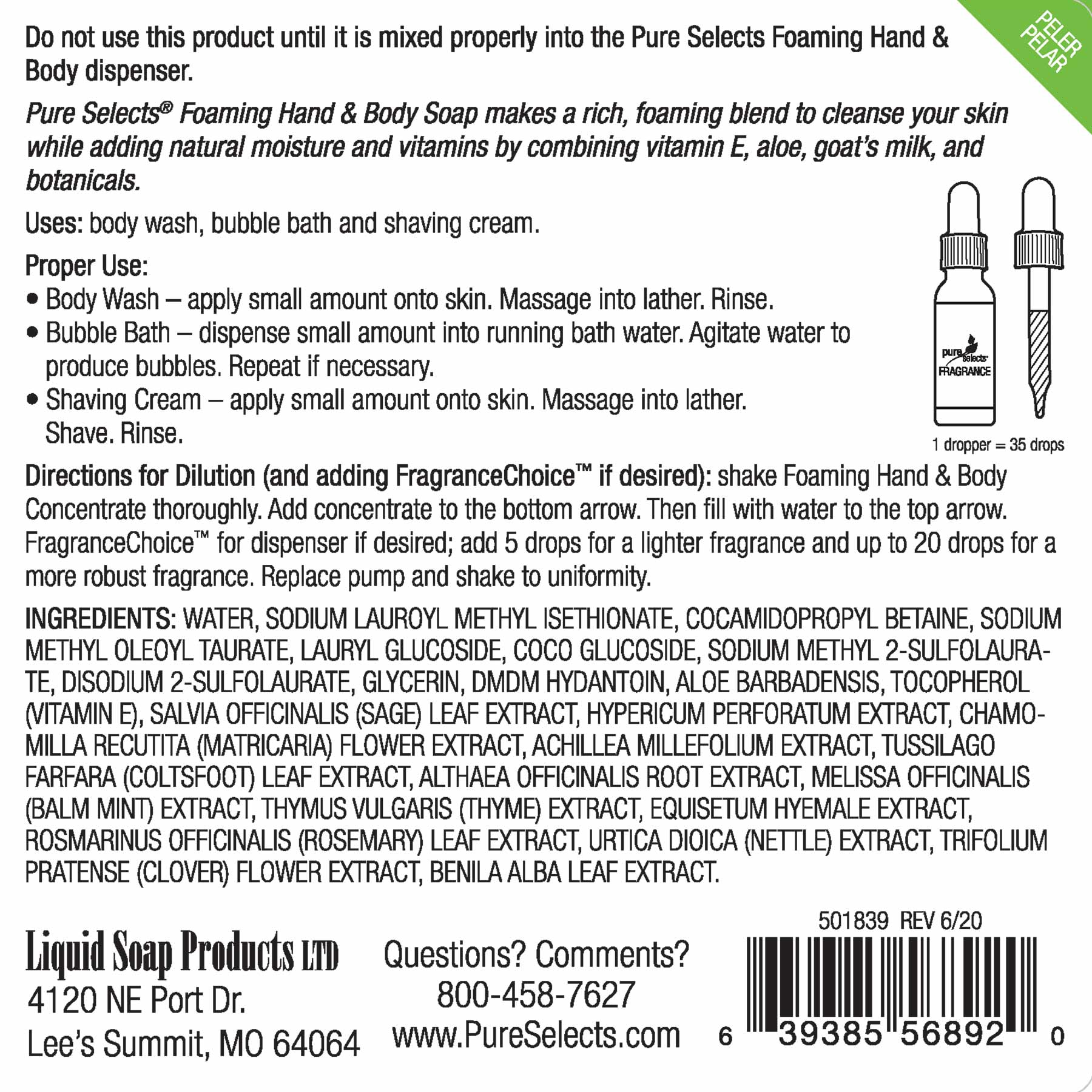 Pure Selects® Foaming Hand & Body Concentrate