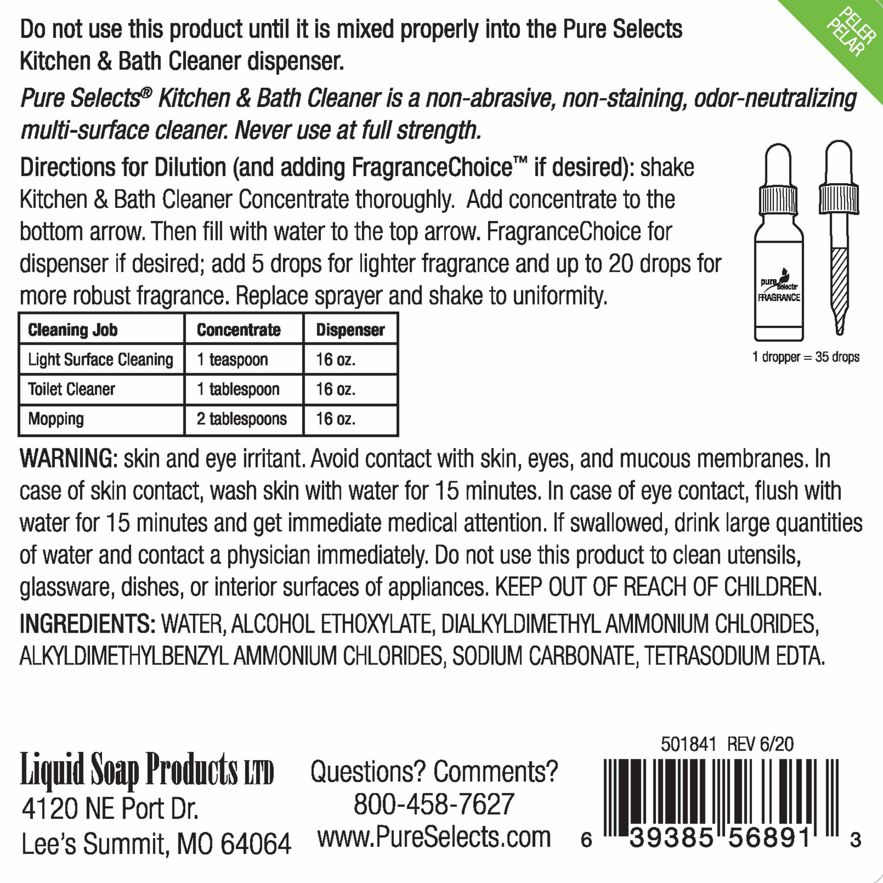 Limpiador concentrado para cocina y baño Pure Selects®