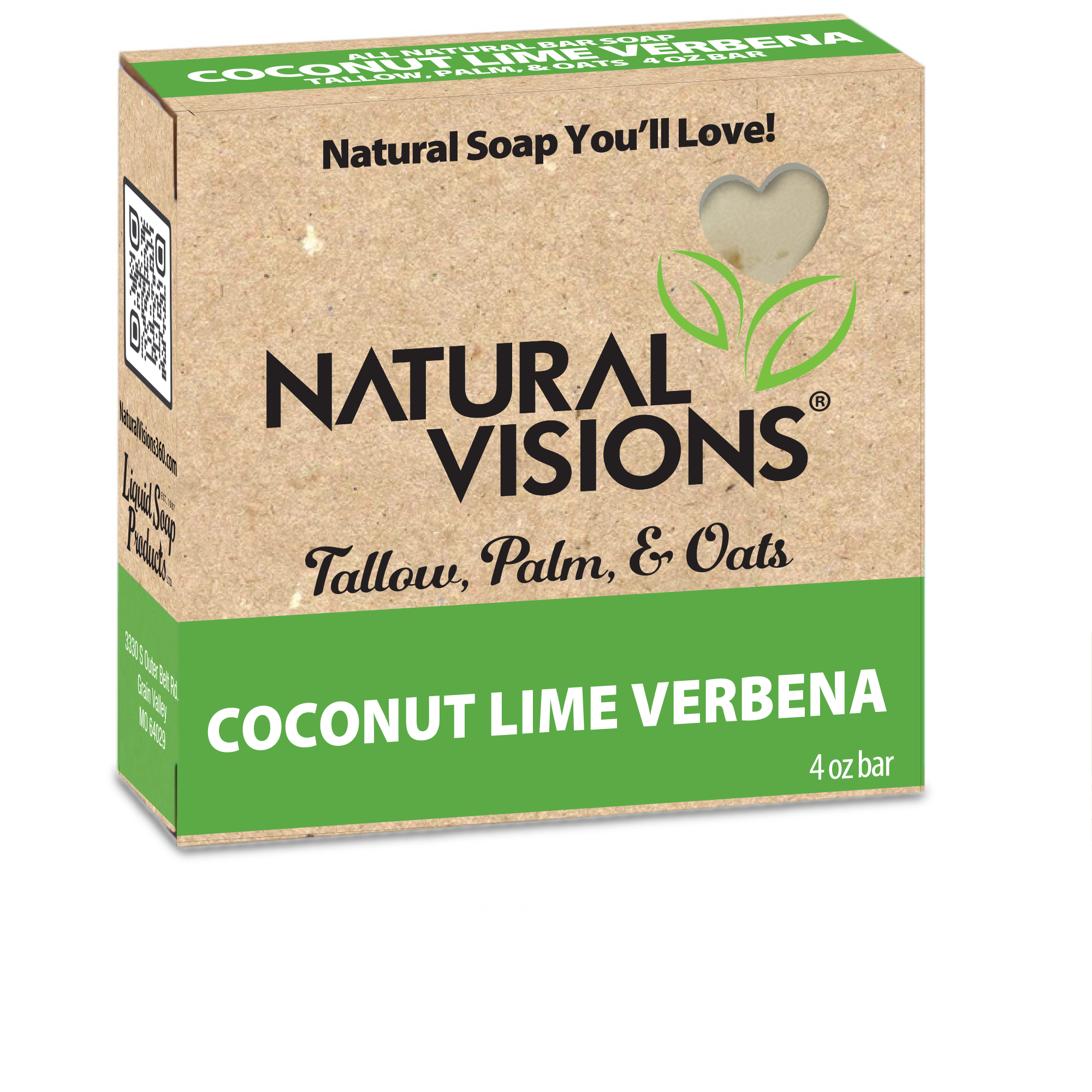 Natural Visions Tallow & Oatmeal - Coconut Lime Verbena - 4 oz. Bar Soap