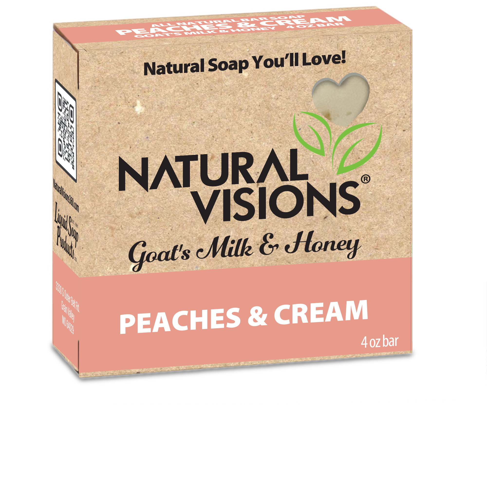 Natural Visions Goat's Milk & Honey - Peaches & Cream - 4 oz. Bar Soap