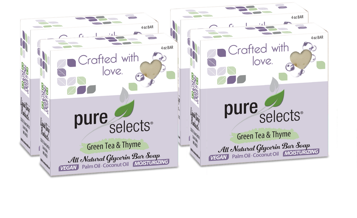 Pure Selects Vegan & Glycerin - Green Tea & Thyme - 4 oz. Bar Soap